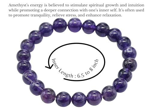 Amazing Gemstone Crystal Bracelet for Women Men's Gifts - Protection Healing Crystal Bracelet - 8mm Gemstone Beaded Stretchable Bracelet Pulseras Para Hombres Mujer Stocking Stuffers Mothers Day Gift (Amethyst) - color: Amethyst