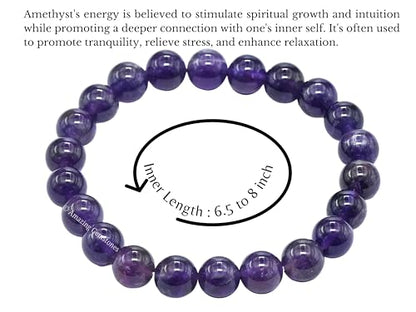 Amazing Gemstone Crystal Bracelet for Women Men's Gifts - Protection Healing Crystal Bracelet - 8mm Gemstone Beaded Stretchable Bracelet Pulseras Para Hombres Mujer Stocking Stuffers Mothers Day Gift (Amethyst) - color: Amethyst
