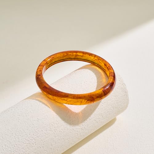 2PCS Resin Bracelet Set for Women Trendy Cream Acrylic Resin Bangle Bracelets Tortoise Shell Translucent Acetate Wristband Bangle Jewelry - color: cream bracelet