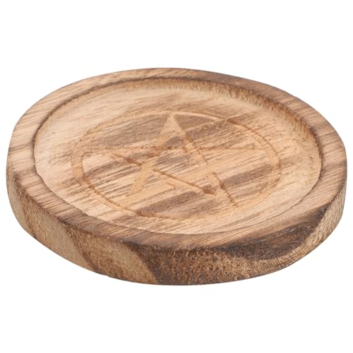 Happyyami Altar Decorations Candle Holder Wedding Centerpieces Flickering Pentagram Holders Ritual Tealights Taper Ornament Candleholder Votive Plate Pentacle Witch Decor Candle Stand Wood