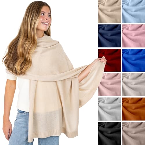 Velanio Cashmere Luxury Knitted Wrap Travel Shawl Scarf, Pashmina Stole, All-Season Scarf for Women Cashmere Wool Blend - color: Ancient Painting