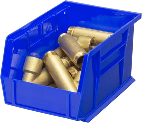 Akro-Mils 30237 AkroBins Plastic Storage Bins, Space-Saving Stackable Bins for Garage, Pantry, Craft Organization, 9" x 6" x 5", Blue, 12-Pack - color: Blue