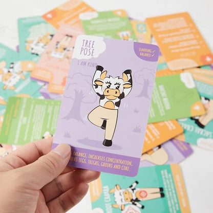 Myga Mindfulness Yoga Cards for Kids, 59 Interactive Yoga Pose Cards with Positive Affirmations, Breathing Exercises, Fun Facts and Activities