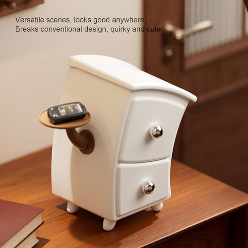 Asixxsix Desktop Storage Box, Stylish Organizer with Pull Out Drawer for Jewelry Earrings Necklaces, Small Compact Size, Scratch Water Proof, Made of Food Grade Plastic (White)