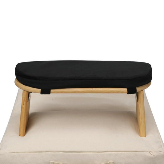 Meditation Bench with Meditation Cushion Meditation Stool Set,Folding Yoga Stool, Sturdy Prayer Bench,Comfortable for Kneeling or Sitting - color: Black, size: 35 × 27inch