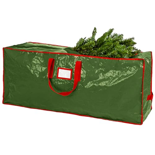Christmas Tree Storage Bag - Stores 7.5 Foot Artificial Xmas Holiday Tree, Durable Waterproof Material, Zippered Bag, Carry Handles, Protects Against Dust, Insects and Moisture (Green) - color: Green, size: 7.5 ft.