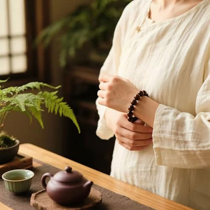 DomKim Handmade Chinese Fragrant Botanical Beads Herbal Incense Mala Bracelet Natural for Calm, Aromatherapy - size: 12mm*17