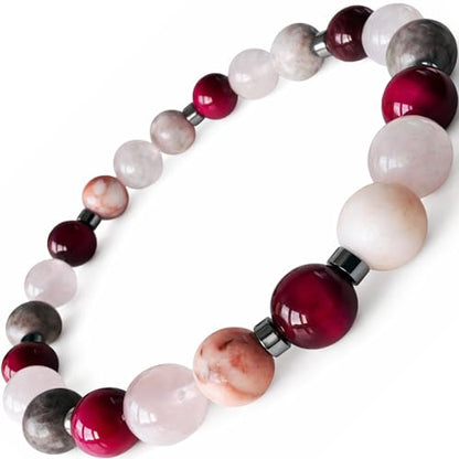 TEJO Natural Stone Bracelet for Women - size: 6.5 inches, style: Pink Natural Stone Beaded Bracelet – for Women