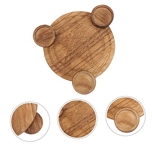 Wooden Candle Holder for Altar Table Decor Divination Rituals Modern Altar Plate Set