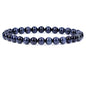 Natural Gemstone 6mm Round Beads Stretch Bracelet 7 Inch - color: Blue Tiger Eye