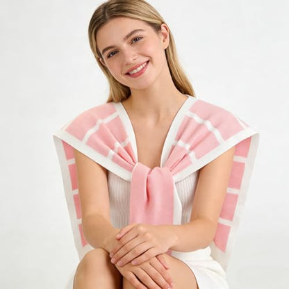 Sweater Shawl Wraps for Women Fashion Knitted Shoulder Shawls Ponchos Travel Casual Sweaters Scarf Cape Wraps - color: 10 Pink/White Stripe