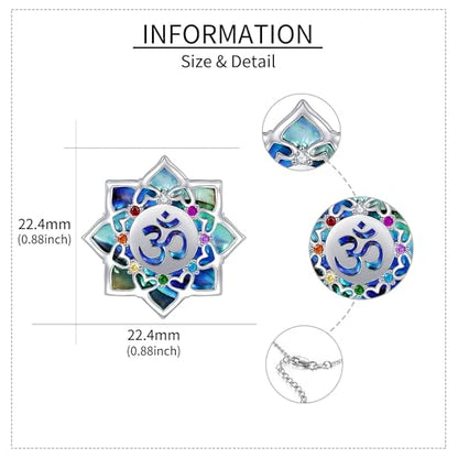 YAFEINI Flower Necklace S925 Sterling Silver Rose/Lotus/Tulip/Hibiscus Pendant Necklaces Flower Jewelry Gifts for Women Mom Wife - style: Om