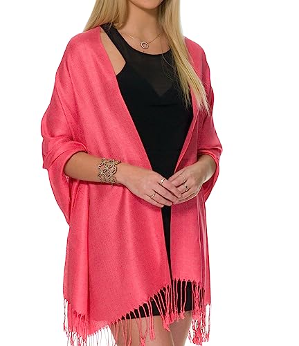 Pashmina Shawls and Wraps for Evening Dresses, Large Soft Pashminas Wedding Shawl - color: Pink Fuchsia