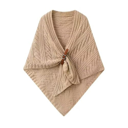 WaJuemy Pashmina Shawl Wraps for Women Cross Sweater Shawls and Wraps Cardigan Cape Front Poncho Knit Cashmere Sweater Shawl - color: 09 Khaki L