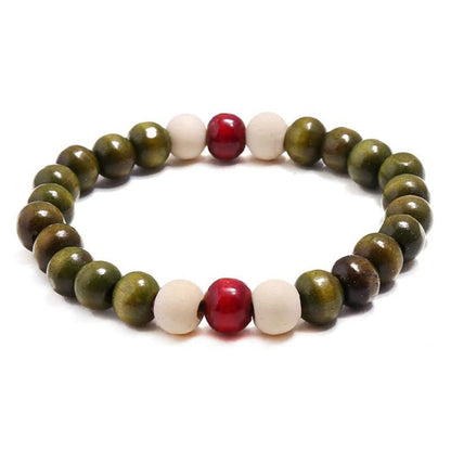 COLORFUL BLING Handmade Wooden Prayer Beaded Bracelet for Men Women Tibetan Buddhist Meditation Mala Beaded Stretch Bracelet Bangle Wood Jewelry - color: 12pcs