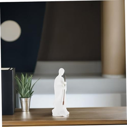 STOBOK 2 pcs Mini Walkers Zen Doll Home Living Kungfu Little For Ornaments Fengshui Statue Tea Decoration Sculpture Bookshelf Monk Adornment Buddha Fish Room Figurine Pottery White Pet