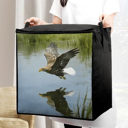Eagle Storage Bag Portable Closet Organizer Storage Bags Quilt Storage Bags with Zippered Breathable Storage Bag with Carry Handles for Blanket Pillow Bedding