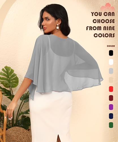Chiffon Large Capelets Shawl Wraps Women's Girls Shrug for Evening Dress Wedding Cape Cover Up 1920s