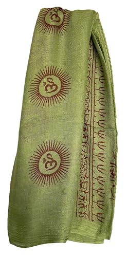 Indian Om Mantra Hand Block Printed Scarf Prayer Shawl (Light Green)