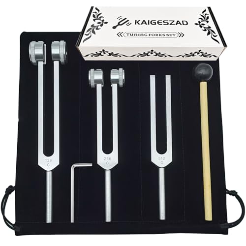 Tuning Forks Set(128Hz,256Hz,512Hz) Medical-Grade Weighted & Unweighted Tuning Fork for Healing Chakra/Sound Therapy/Yoga and Meditation Frequency Healing Devices Good Gift for Women