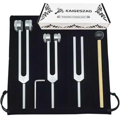 Tuning Forks Set(128Hz,256Hz,512Hz) Medical-Grade Weighted & Unweighted Tuning Fork for Healing Chakra/Sound Therapy/Yoga and Meditation Frequency Healing Devices Good Gift for Women