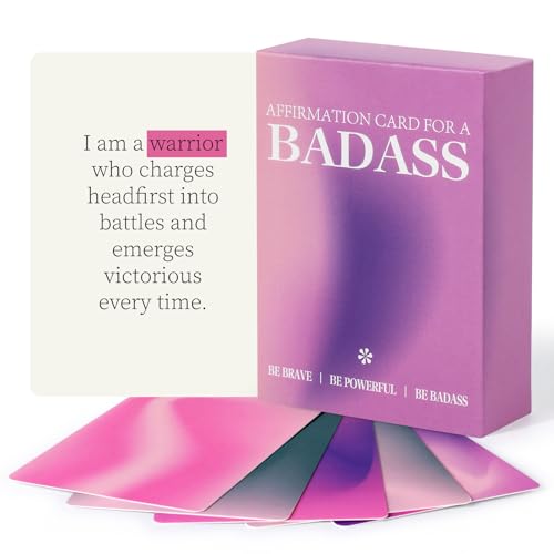 Badass Affirmation Cards for Women, 60 Unique Positive Daily Affirmation Cards Deck, Badass Affirmation Motivational Mindfulness Cards for Spiritual Self Care, Birthday Gifts for Women