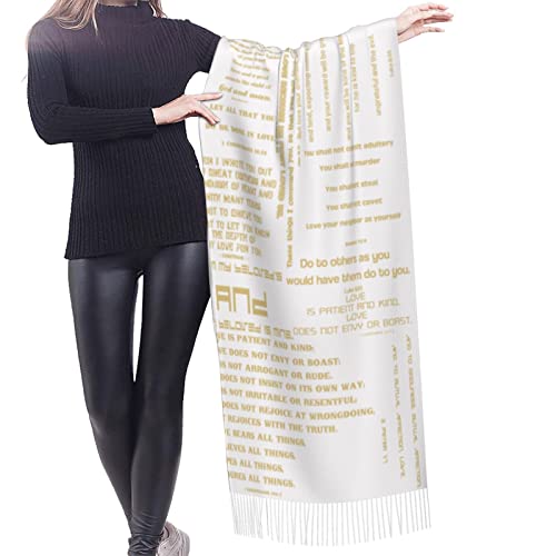 Presents for Women,White Religious Christian Jesus Loves Me Bible Verse Fringe Pashmina Shawl Wrap for Bridal Wedding Party - color: White Gold Love