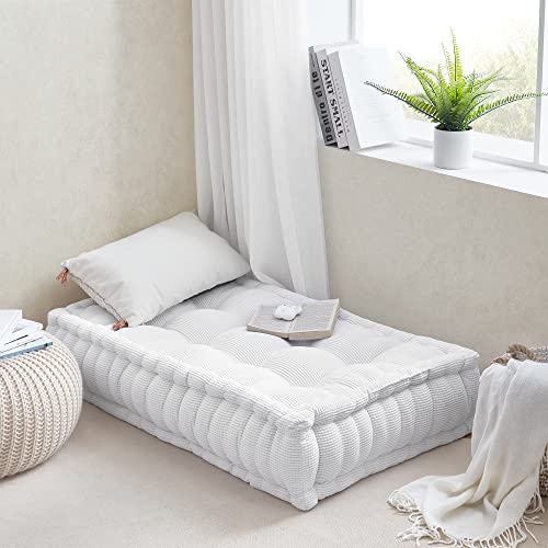 DormCo Rainha - Ultra Thick Tufted Floor Pillow - Pure White - color: Pure White