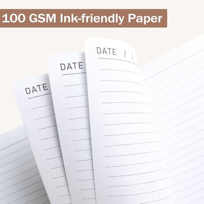 Lined Journal Notebook for Women Men, 256 Pages, Medium 5.7 in x 8.3 in - 100 GSM Thick Paper – Hardcover Leather Journals for Writing, Work, School, Note Taking, Diary Notepad, Brown - color: Brown
