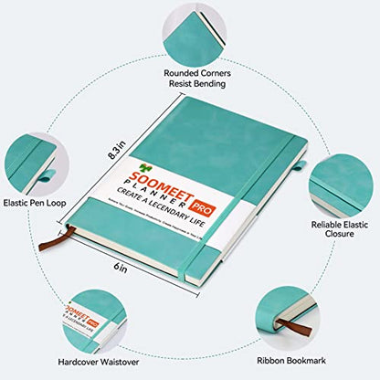 Hardcover Journals 200 Pages, Leather Lined Journal Notebooks, A5 College Ruled Thick Classic with Pen Loop Notebook Journals for Writing, for Men Women Office School, 5.75'' X 8.38'', Green - color: Green