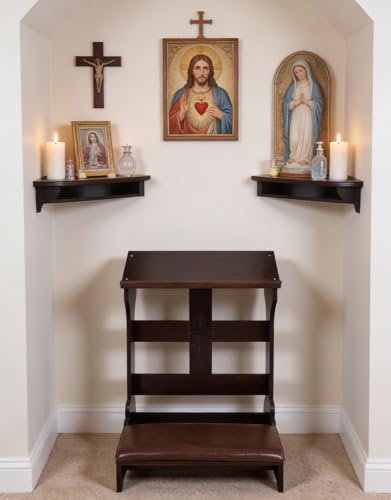 Prayer Bench Kneeler, Solid Pine Wood Kneeling Bench with Cushion for Home and Church, Durable Comfortable Prayer Altar Stool for Catholic Christian Worship
