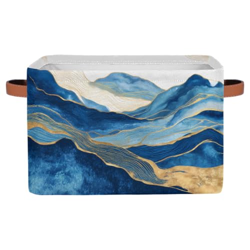 Pardick Storage Baskets Bin, Watercolor Abstract Mountain Collapsible Canvas Fabric Storage Bin Decorative Baskets Toy Organizer Rectangle Storage Boxes with handles for Home Shelves Nursery,Q-7 - color: A-35