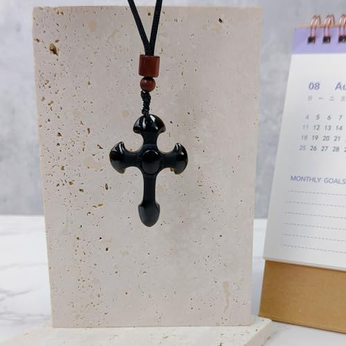 Crystal Pendant Necklaces Healing love Women's Men's choker Obsidian Tiger eye White Crystal Black Gold waterproof dainty Charm stackable statement Cute Stone necklace Unisex - style: Crystal pendant Cross