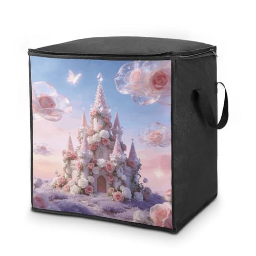 Cloud Castle Storage Bag Portable Closet Organizer Storage Bags Quilt Storage Bags with Zippered Breathable Storage Bag with Carry Handles for Blanket Pillow Bedding
