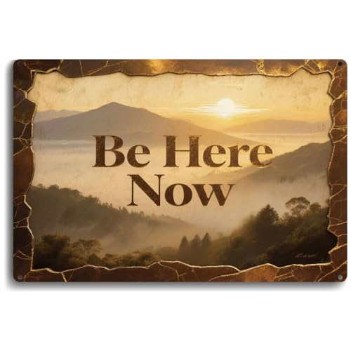Be Here Now Wall Art Mindfulness Meditation Decor for Yoga Room and Peaceful Spaces Minimalist Zen Aluminum Sign Spiritual Wall Decor for Home Office Meditation Corner