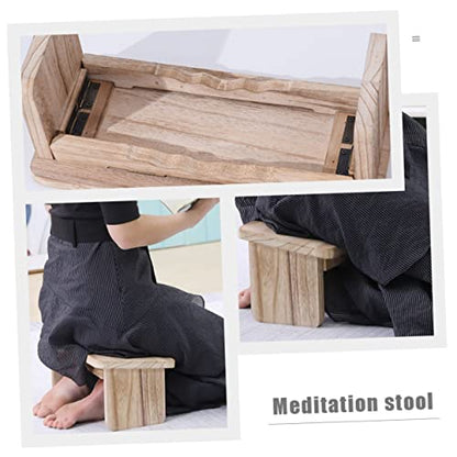 Buddhist Stool Wooden Temple Kneel Sitting Stool Household Zen Folding Bench Seat