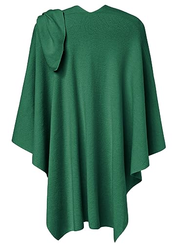 PULI Womens Large Cross Front Poncho Sweater Wrap Topper Knitted Elegant Shawls Cape for Fall Winter - color: 1-sea Green