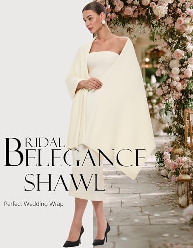PULI Women's Pashmina Shawl Wraps for Evening Dress Large Scarf Blanket Long Wedding Bridal Winter Warm Shoulder Wrap - color: Warm Cream Ivory