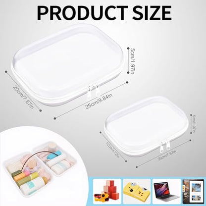 Clear Zipper Pouches, 4PCS Hard Shell Zipper Case,Clear Cosmetic Bag,Toiletry Pouch, Portable Waterproof Travel Organizer Bags for Cosmetics, Snacks, Puzzles (M+3S)