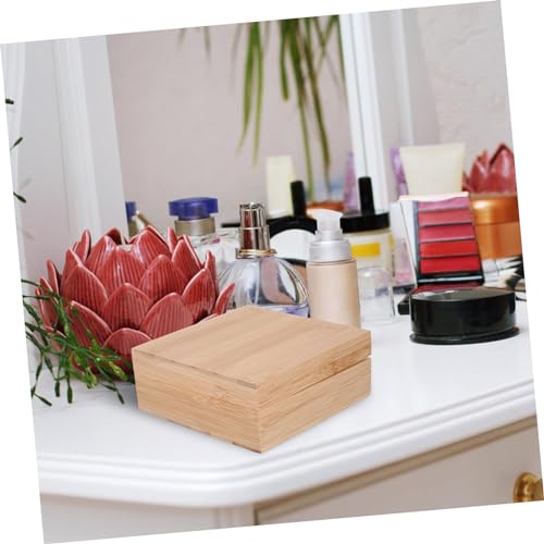 Square Wooden Storage Box Natural Material Modern Desktop Organizer Home Desk Organizer Lids