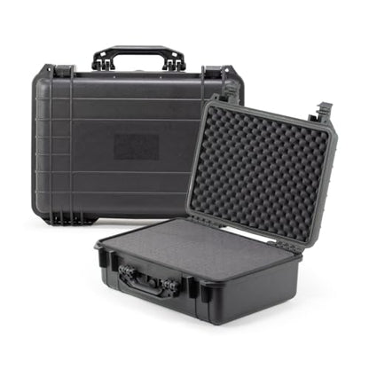 Waterproof Hard Case - Crushproof & Dustproof - Foam Protection - Pressure Equalization Valve - Portable Protective Storage Box for Travel, Hunting, Military, Tactical - 19-Inch (Black)