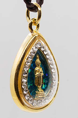 Artschatz Weekday Birthday Buddha Golden Colorful Thai Pendant, Amulet, Necklace, Charm, Sunday, Monday, Tuesday, Wednesday, Thursday, Friday, Saturday - style: Friday - Phra Ram Pueng “Contemplation”
