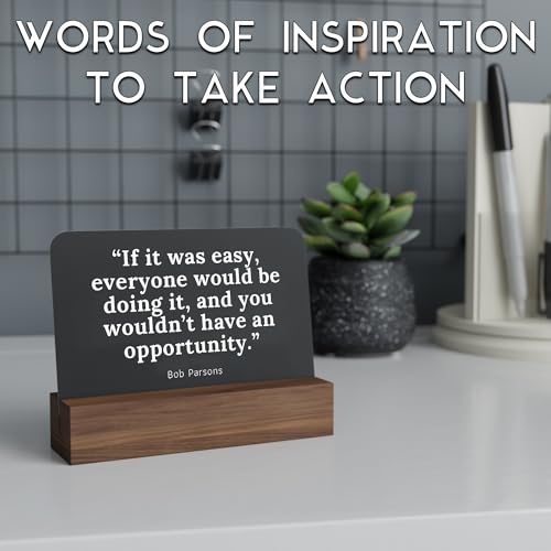 Take Action Cards and Wood Stand - 52 Motivational Quotes to Stop Procrastinating and Start Working on Your Goals, Dreams, and Personal Development, Walnut Wood Stand