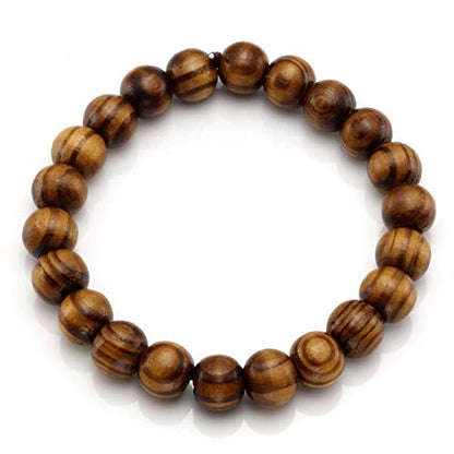 5 Pcs Wood Beaded Bracelet for Men Tibetan Buddhist Meditation Mala Prayer Beads Bracelet Elastic - color: B-10MM