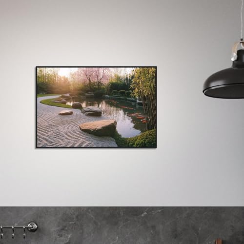 Artful Walls Zen Garden Wall Art – Tranquil Design with Raked Gravel, Moss Stones, etc., Wall Decor Size 20x25 cm / 8x10″ - size: 7.9L" x 9.8W"