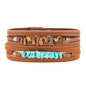 HZMAN Wrap Bracelets Men Women, Hemp Cords Wood Beads Ethnic Tribal Bracelets, Leather Wristbands - style: Turquoise Gravel