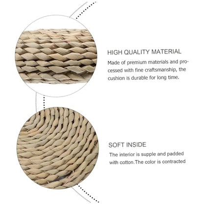 DECHOUS Hand-Made Woven Meditation Mat Cotton Filled Yoga Cushion Japanese Style Decorative Pad for Adults for Meditation Photography Props and Home Decor