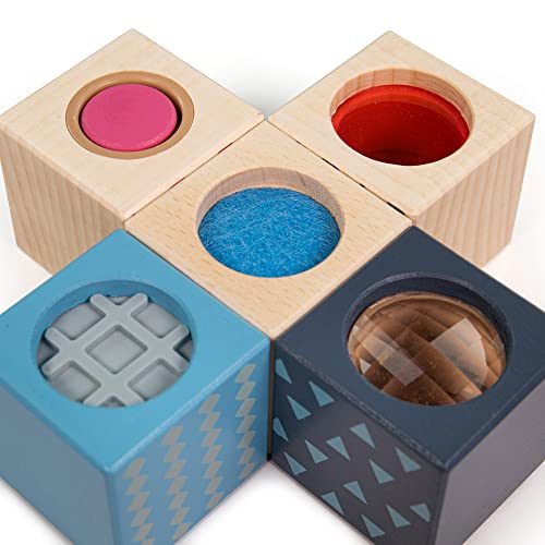 Bigjigs Toys FSC® Certified Sensory Blocks, Wooden Sensory Toys for 1 2 3 Year Olds