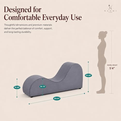 Naomi Home Yoga Chair for Adults - Ergonomic Yoga Chaise Lounge Bench, Wood & Metal Frame, 330 lb Capacity, Upholstered Microfiber Lounge for Deep Stretching, Relaxation & Creative Comfort - Gray - color: Grey