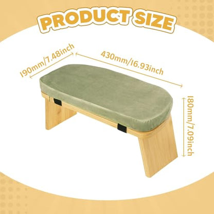 HouseVibe Meditation Bench Kneeling Stool Ergonomic Wood with Soft Cushion, Foldable, Portable Prayer Bench, Meditation Stool- Green - color: Green